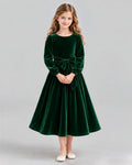 Dideyttawl Velvet Bow Dress for Girls Formal Banquets
