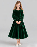 Dark Green A-line Girls Formal Dress Front