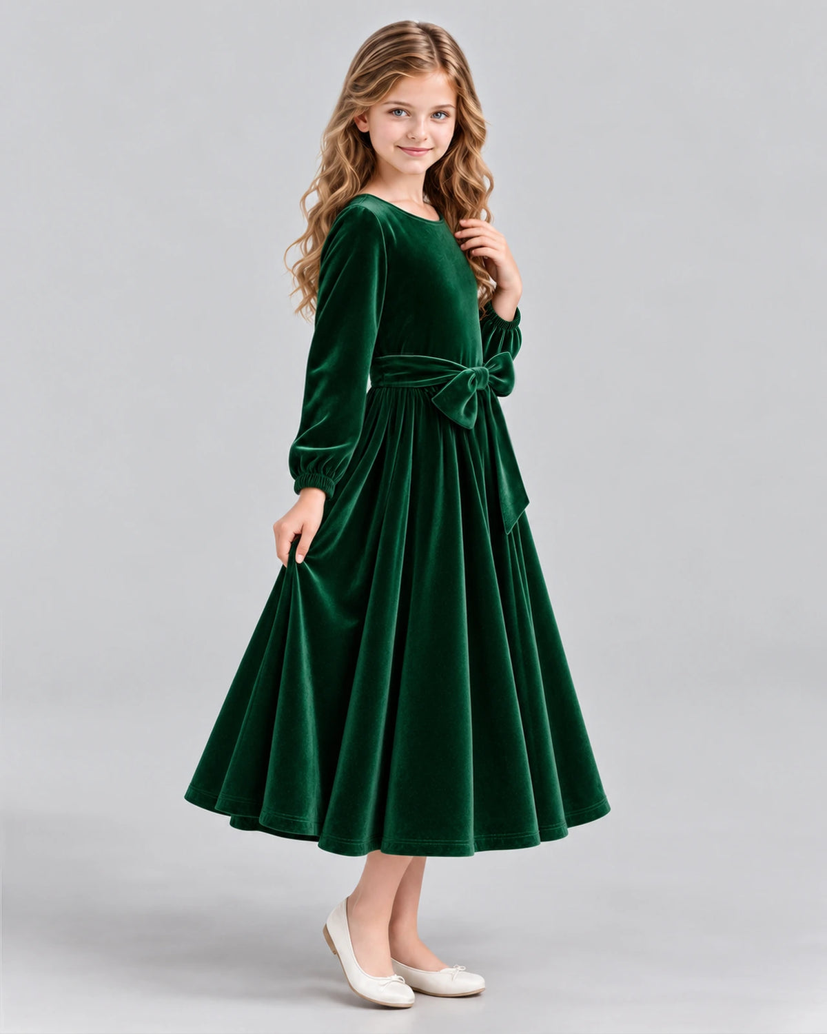 Dark Green A-line Girls Formal Dress Side [Shared]