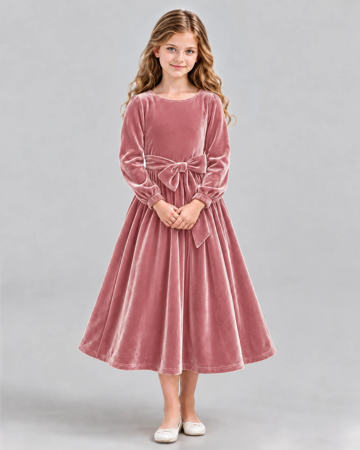 Dusty Rose A-line Girls Formal Dress Front