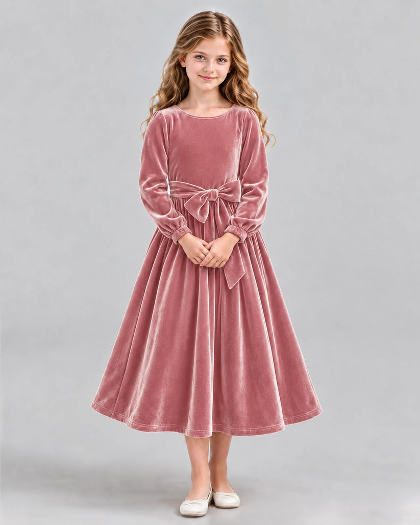 Dusty Rose A-line Girls Formal Dress Front