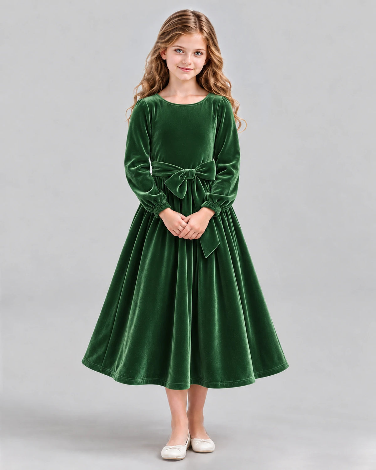 Emerald Green A-line Girls Formal Dress Front