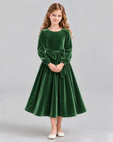 Emerald Green A-line Girls Formal Dress Front