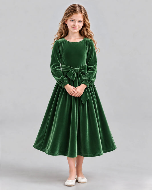 Emerald Green A-line Girls Formal Dress Front