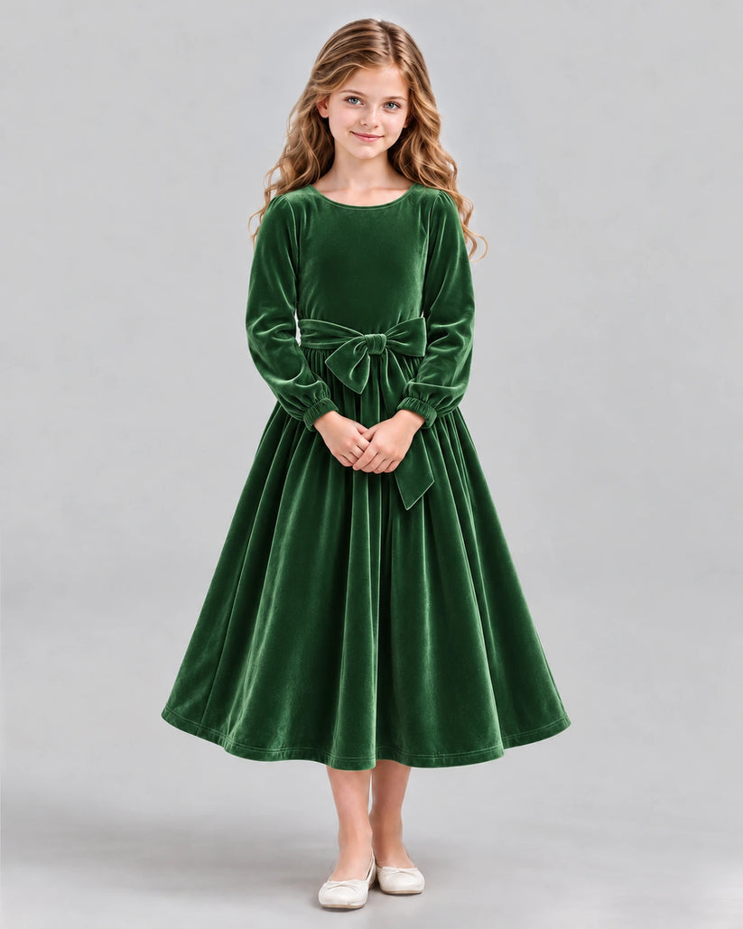 Emerald Green A-line Girls Formal Dress Front