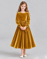 Gold A-line Girls Formal Dress Front