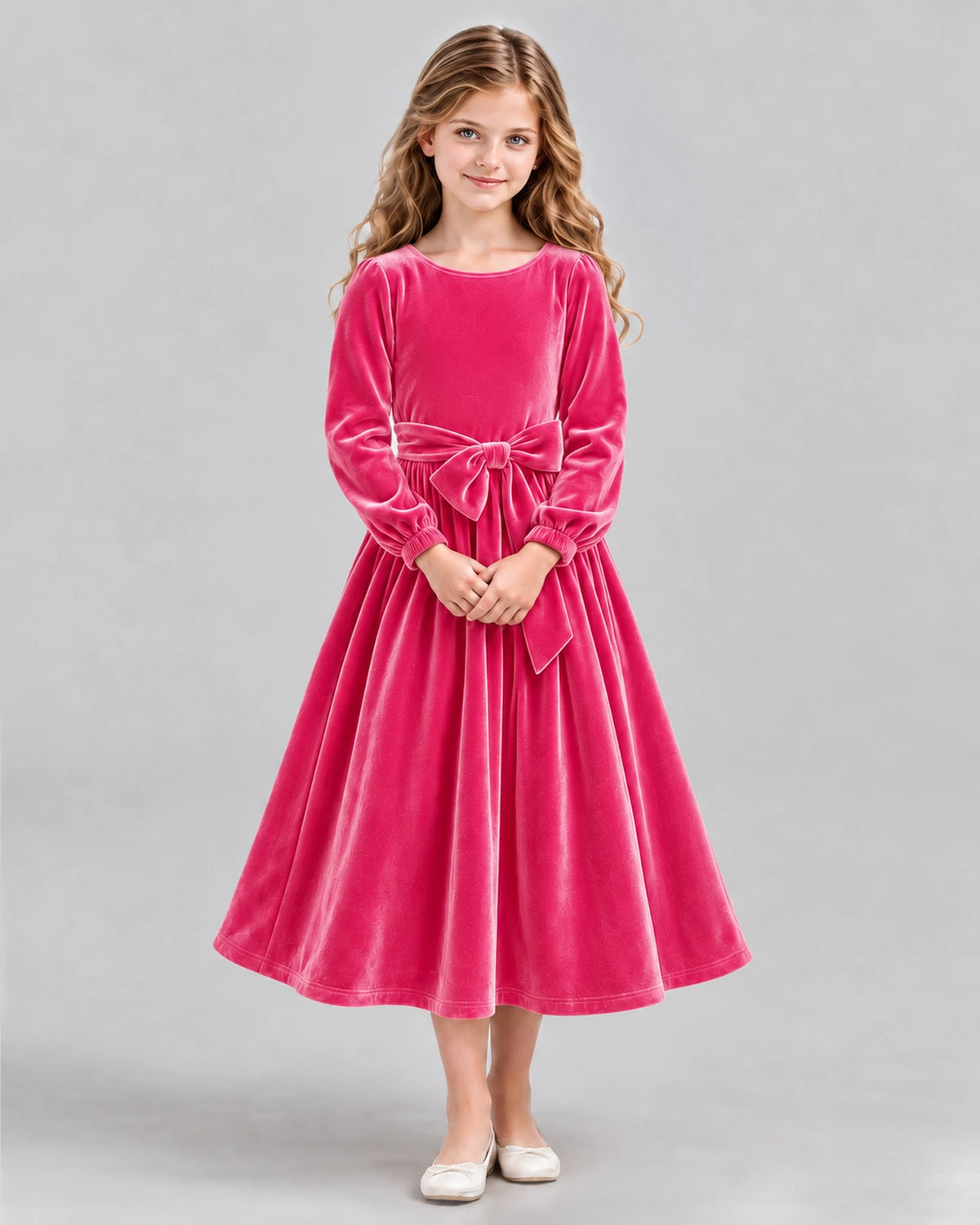 Hot Pink A-line Girls Formal Dress Front