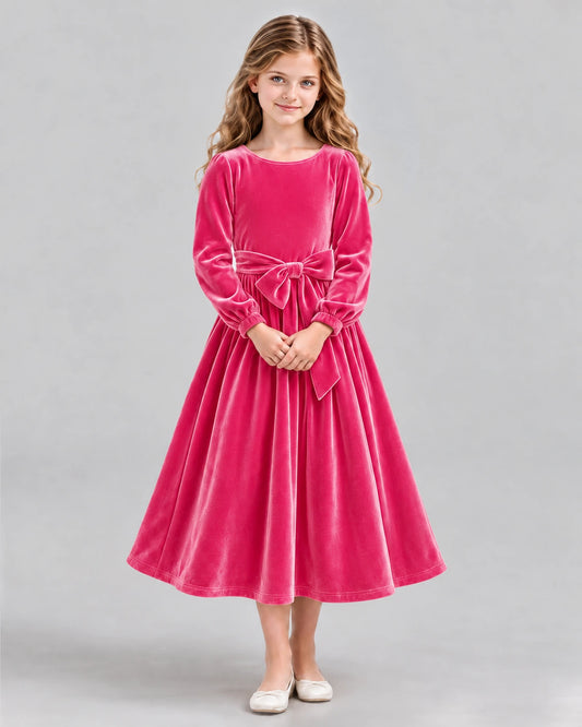 Hot Pink A-line Girls Formal Dress Front