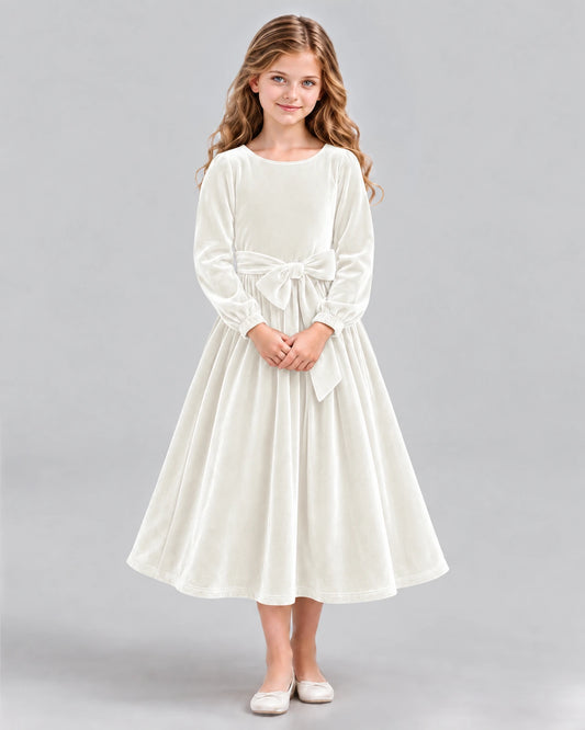 Ivory A-line Girls Formal Dress Front