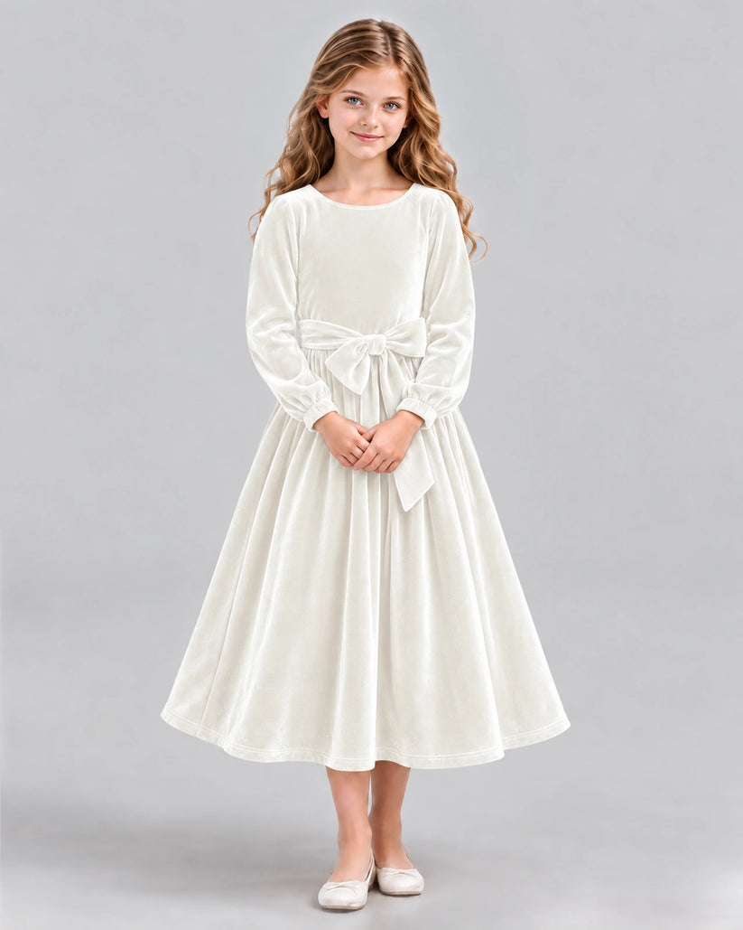 Ivory A-line Girls Formal Dress Front