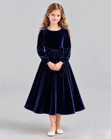 Navy Blue A-line Girls Formal Dress Front