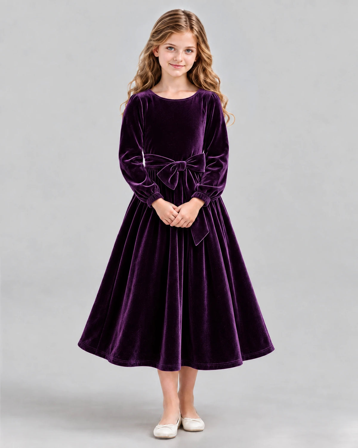 Purple A-line Girls Formal Dress Front