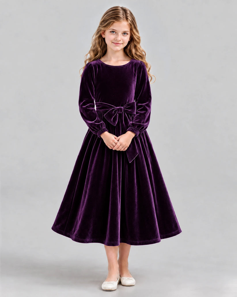 Purple A-line Girls Formal Dress Front