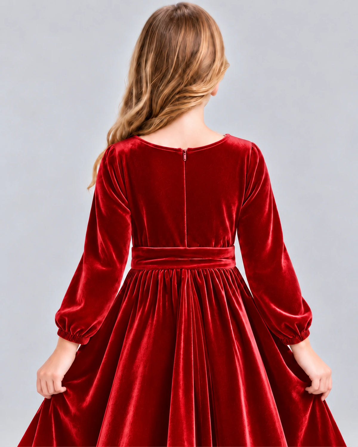 Red A-line Girls Formal Dress Back_Detail [Shared]