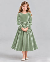 Sage Green A-line Girls Formal Dress Front