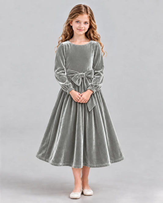 Silver A-line Girls Formal Dress Front