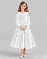 White A-line Girls Formal Dress Front