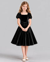 Black A-line Girls Formal Dress Front