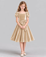 Champagne A-line Girls Formal Dress Front