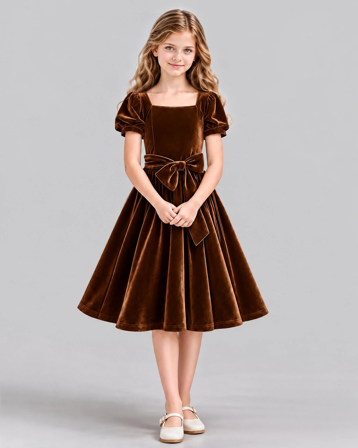 Chocolate A-line Girls Formal Dress Front