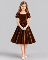 Chocolate A-line Girls Formal Dress Front