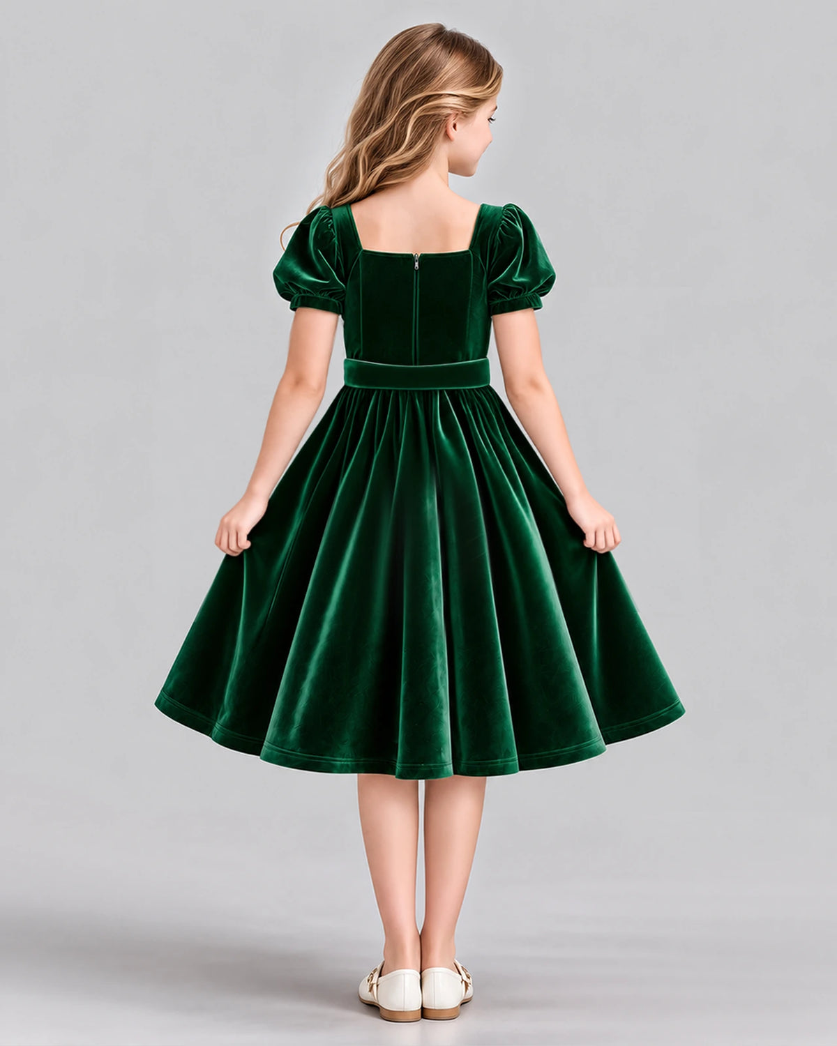 Dark Green A-line Girls Formal Dress Back [Shared]