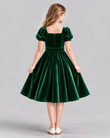 Dark Green A-line Girls Formal Dress Back [Shared]
