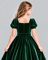 Dark Green A-line Girls Formal Dress Back_Detail [Shared]