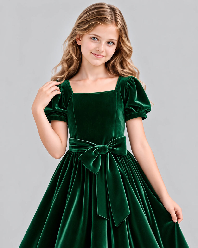 Dark Green A-line Girls Formal Dress Detail [Shared]