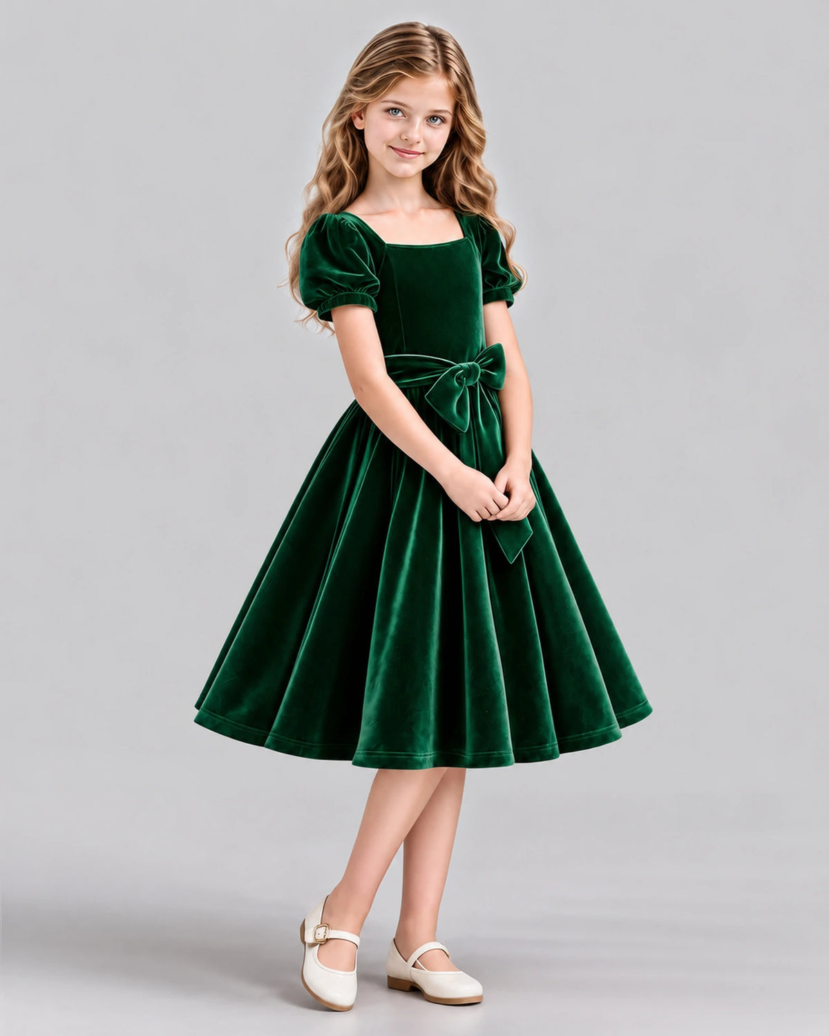 Dark Green A-line Girls Formal Dress Side [Shared]
