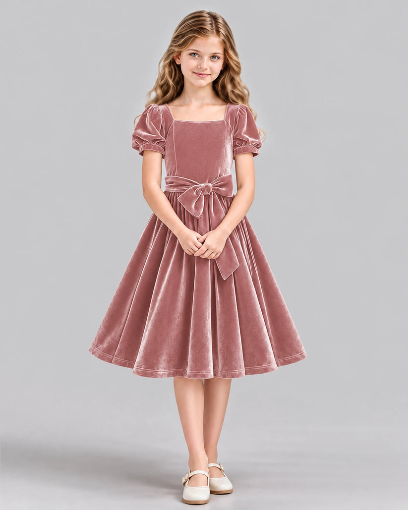 Dusty Rose A-line Girls Formal Dress Front