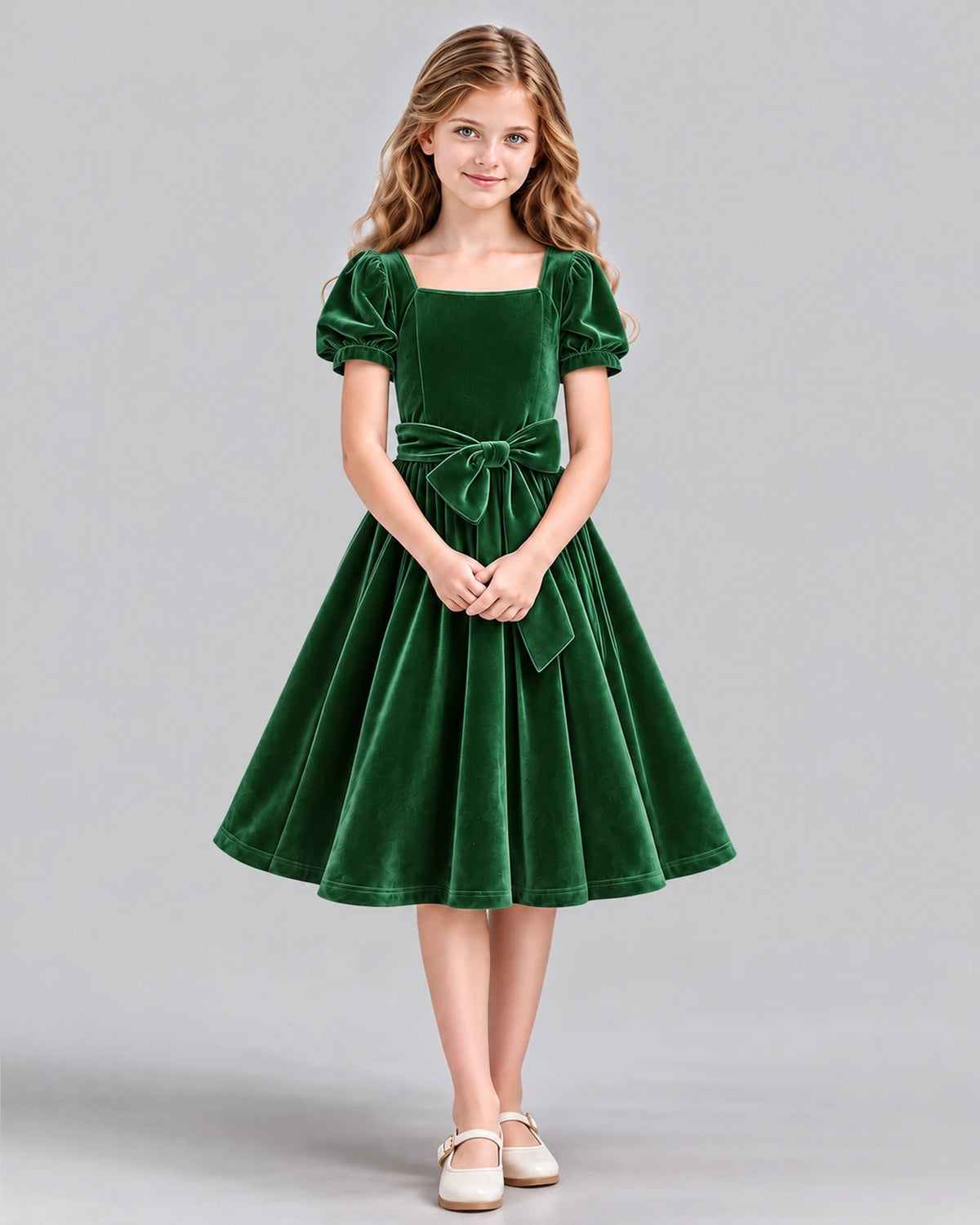 Emerald Green A-line Girls Formal Dress Front