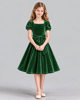 Emerald Green A-line Girls Formal Dress Front