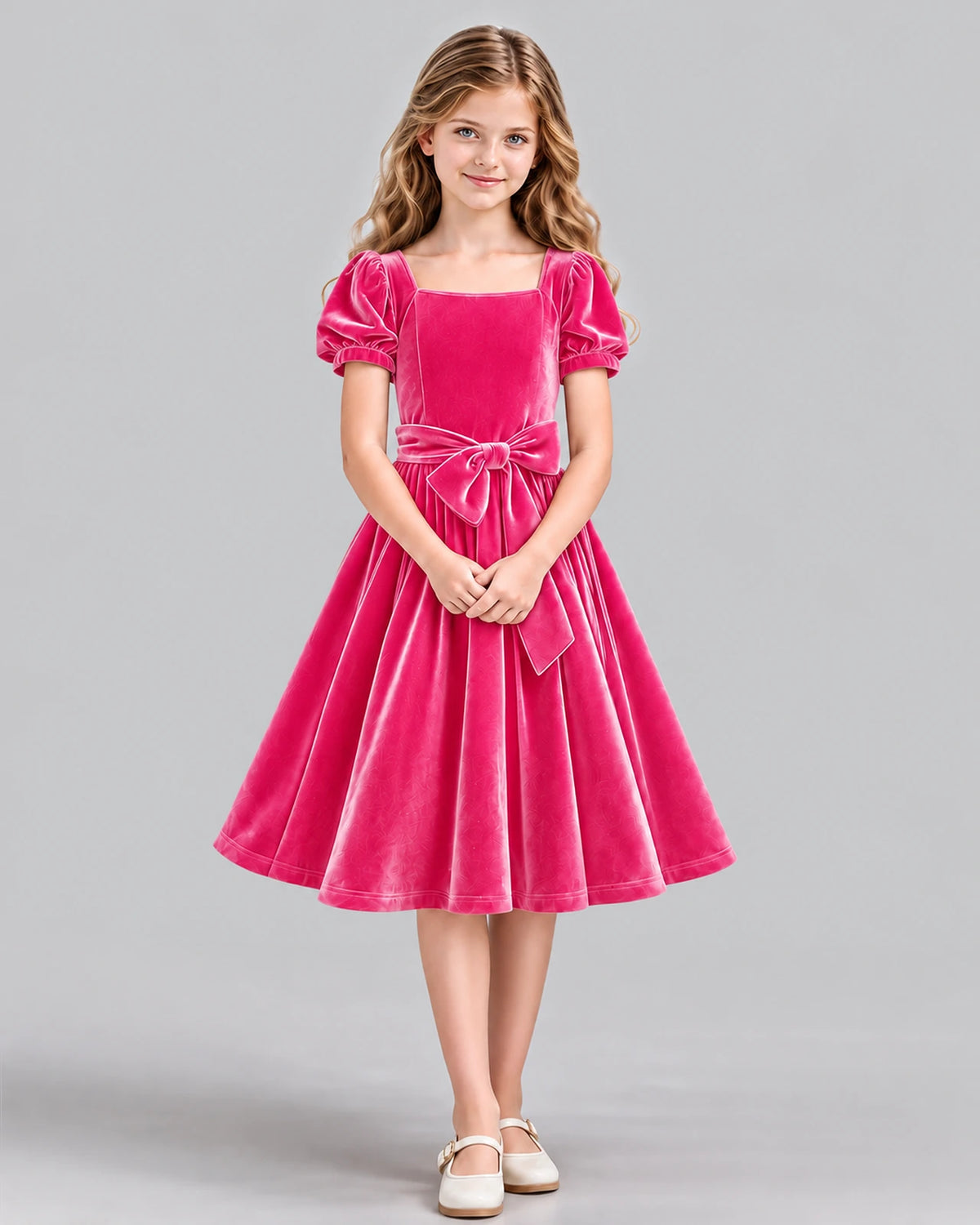 Hot Pink A-line Girls Formal Dress Front