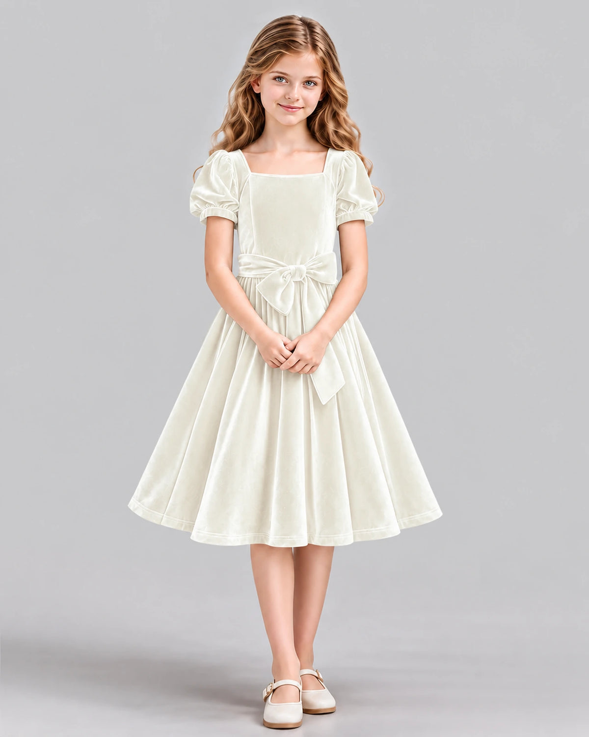 Ivory A-line Girls Formal Dress Front