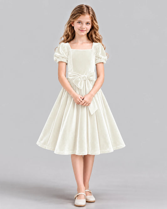 Ivory A-line Girls Formal Dress Front