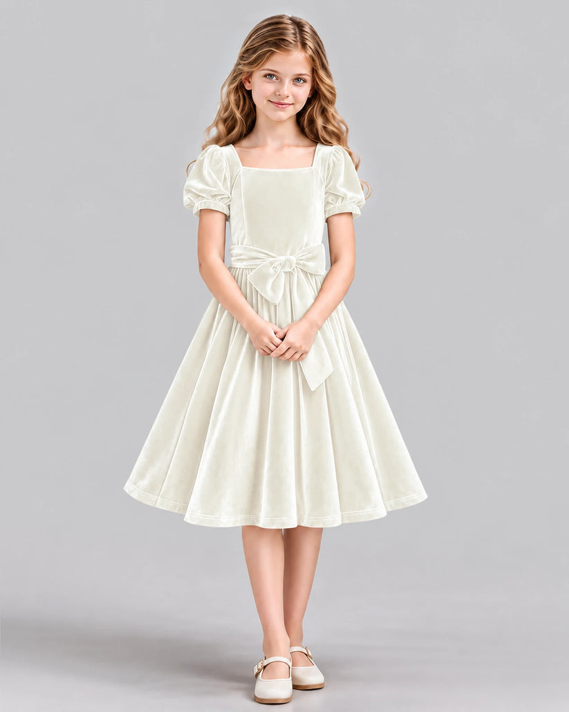 Ivory A-line Girls Formal Dress Front