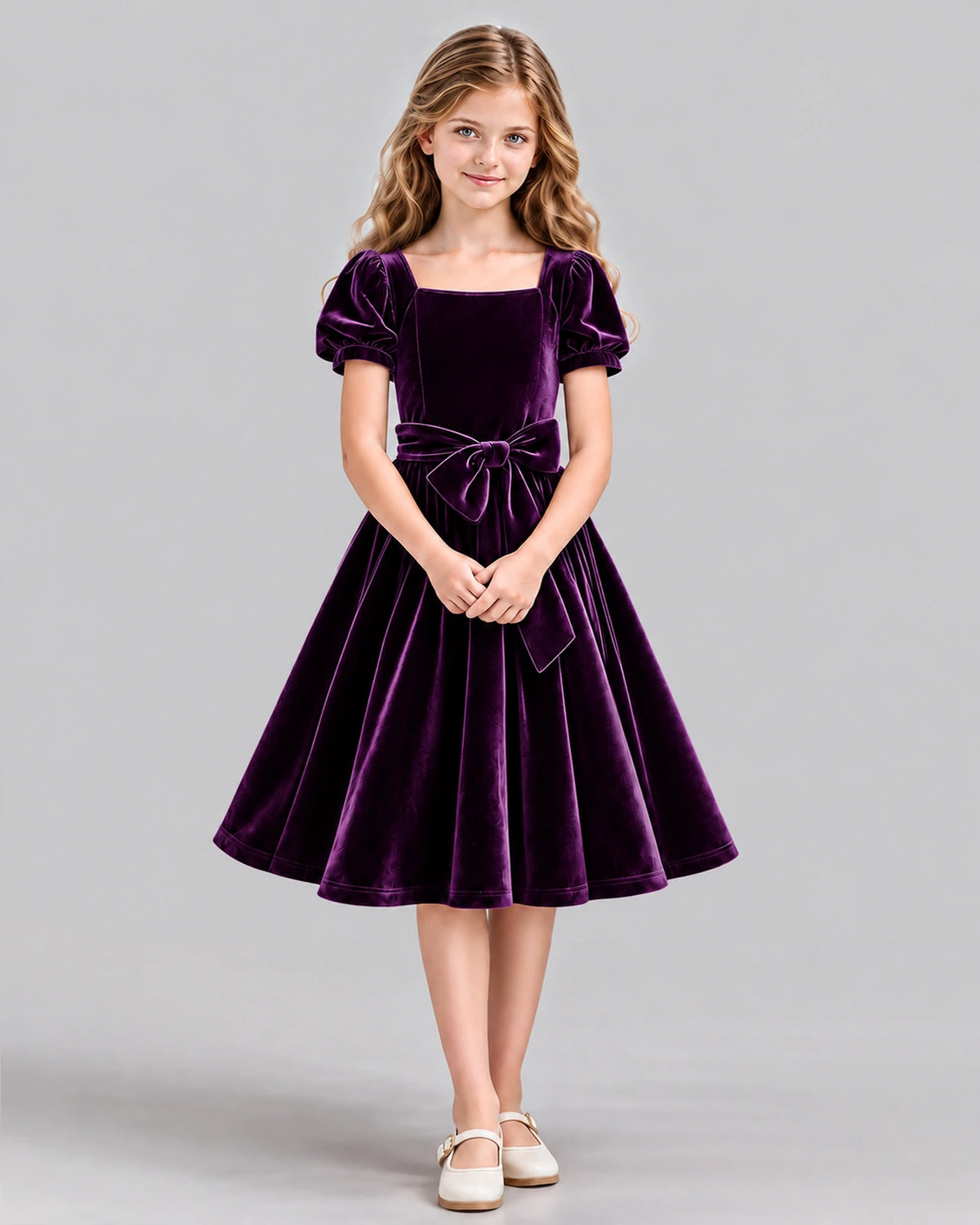 Purple A-line Girls Formal Dress Front