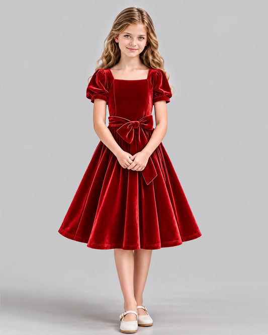 Red A-line Girls Formal Dress Front