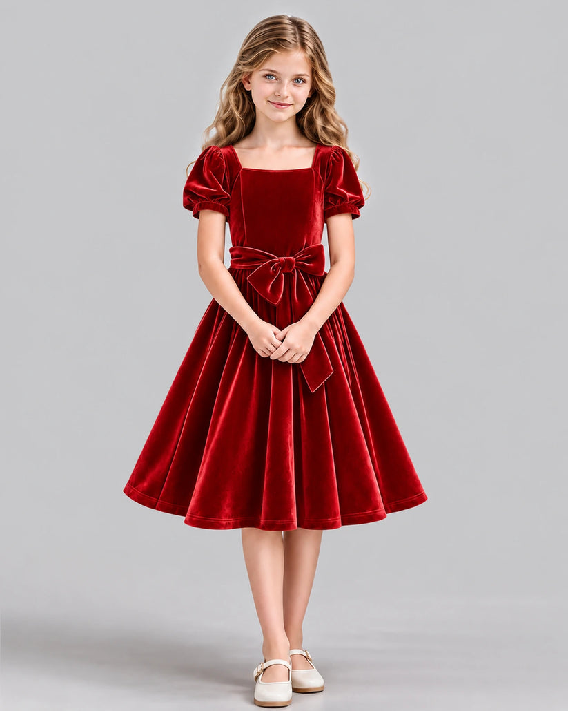 Red A-line Girls Formal Dress Front
