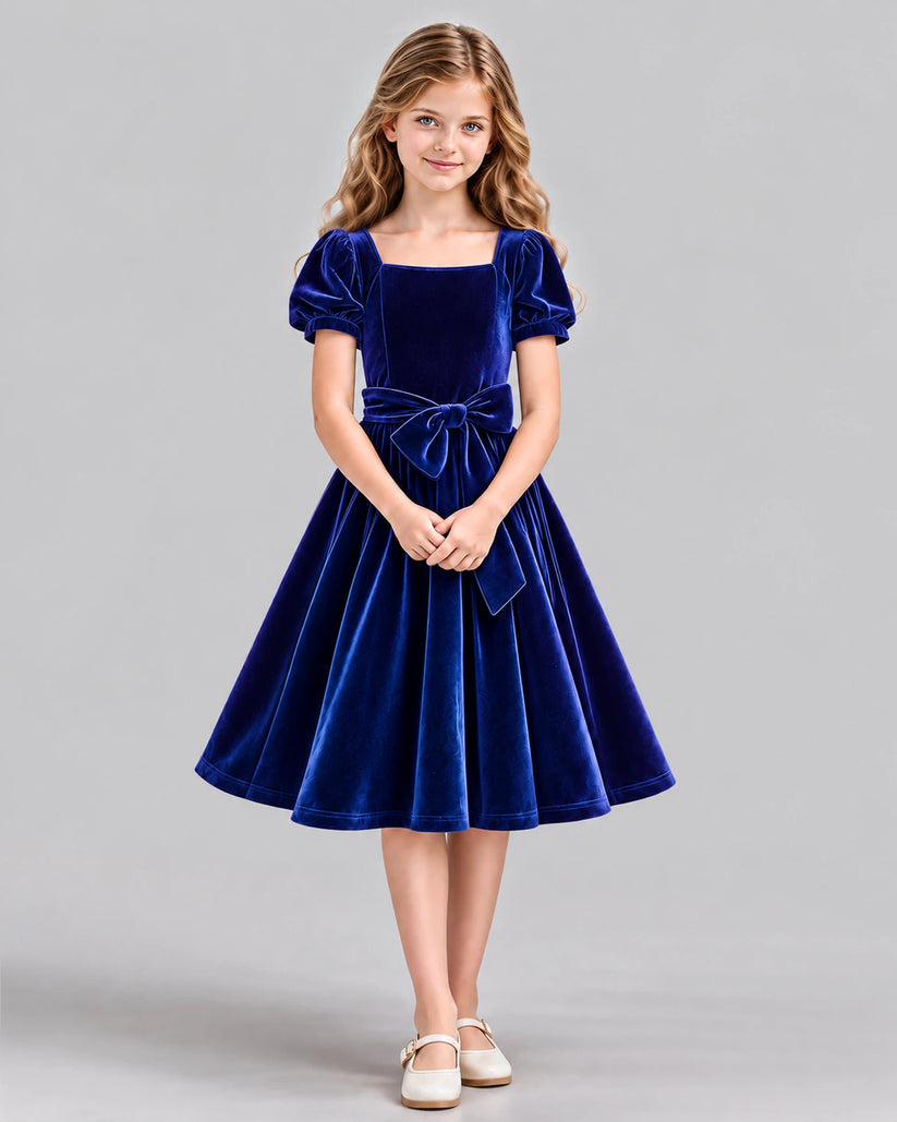 Royal Blue A-line Girls Formal Dress Front