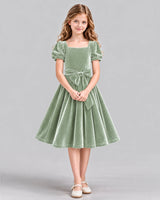 Sage Green A-line Girls Formal Dress Front