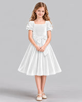 White A-line Girls Formal Dress Front