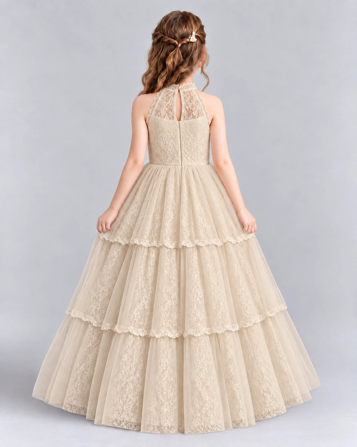 Champagne Ball Gown Flower Girl Dresses Back