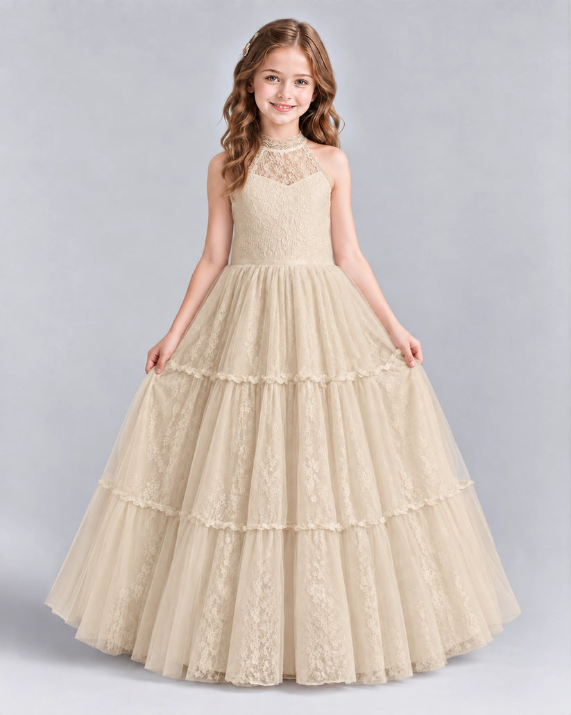 Champagne Ball Gown Flower Girl Dresses Front