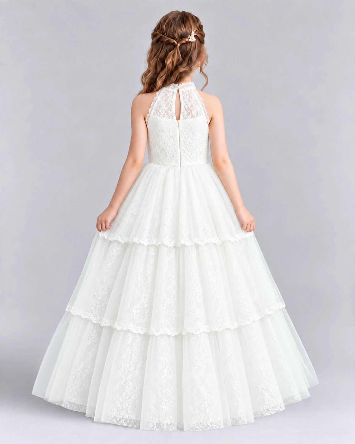 Ivory Ball Gown Flower Girl Dresses Back
