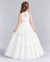 Ivory Ball Gown Flower Girl Dresses Back