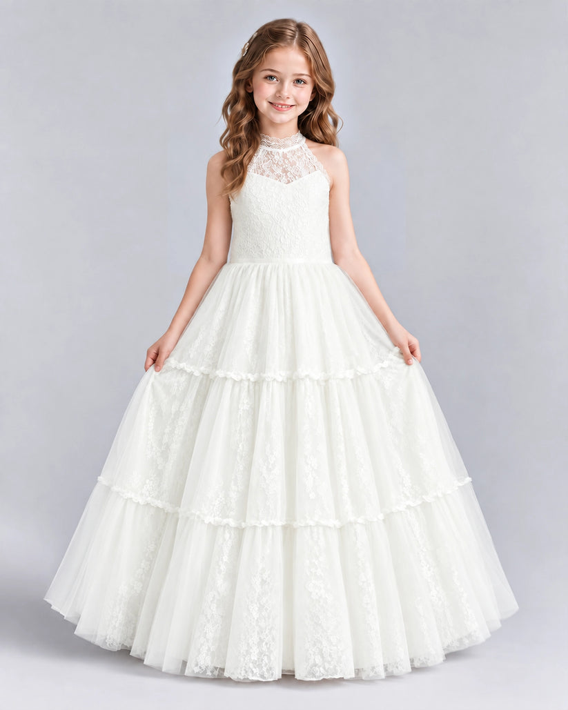 Ivory Ball Gown Flower Girl Dresses Front