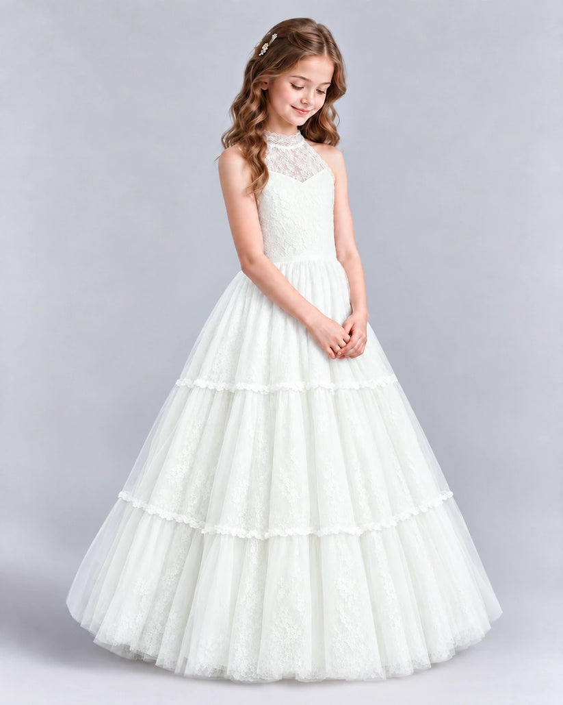 Ivory Ball Gown Flower Girl Dresses Side