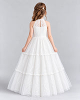 White Ball Gown Flower Girl Dresses Back